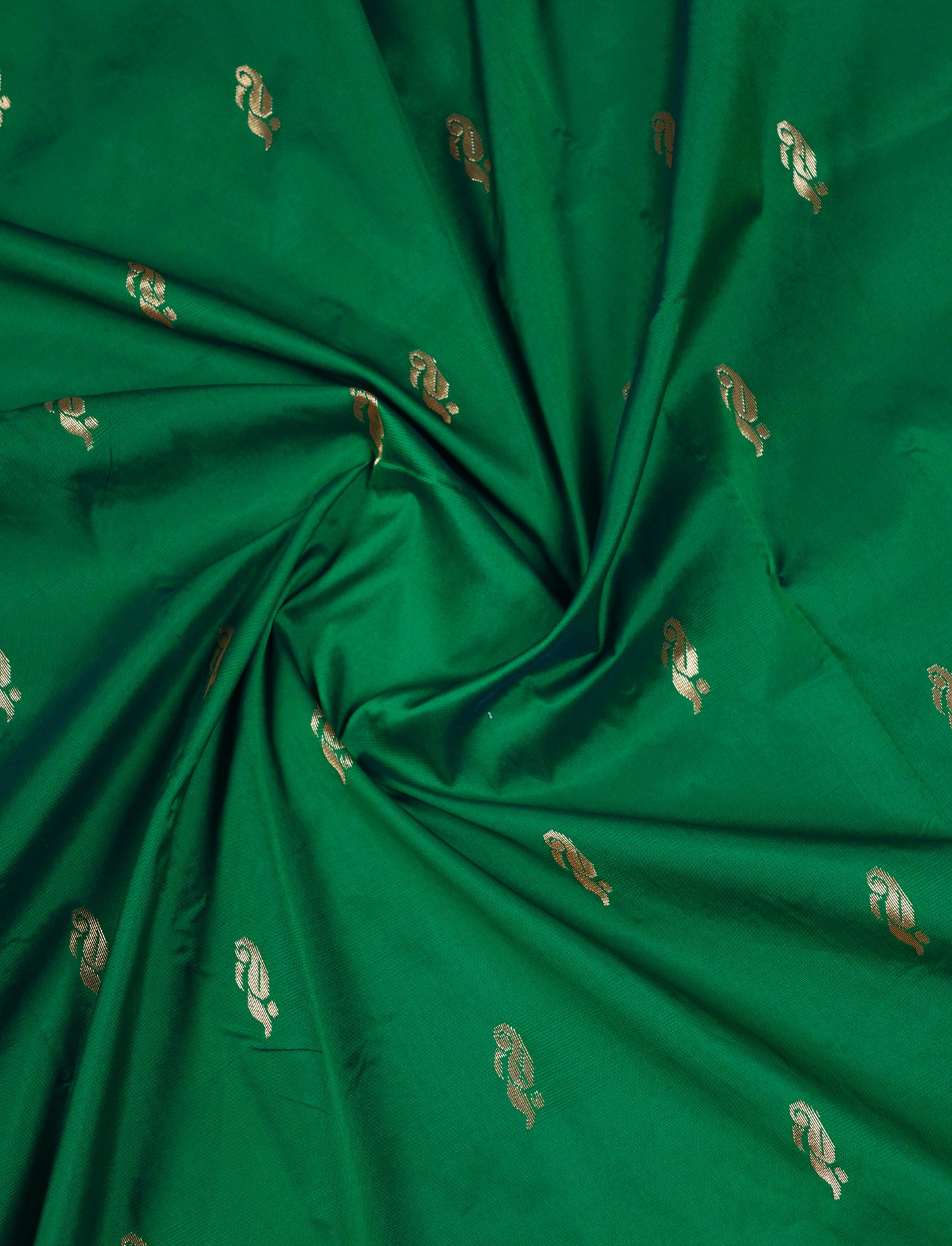 9.5 Yards Semi Silk Saree Bottle Green with Contrast Pink Traditional Rettapet Border