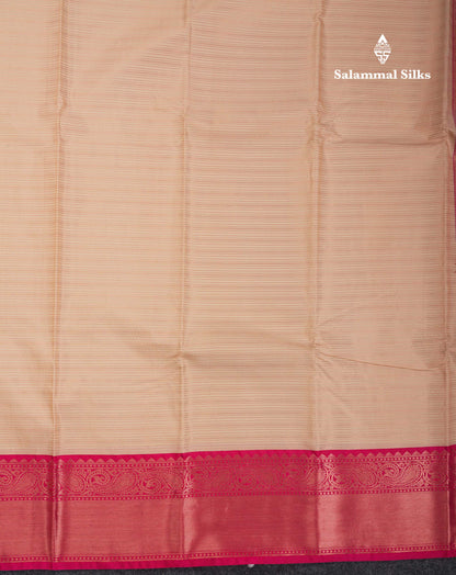 Beautiful Cream Traditional Vaira Oosi Semi Silk Saree With Pink Korvai Border