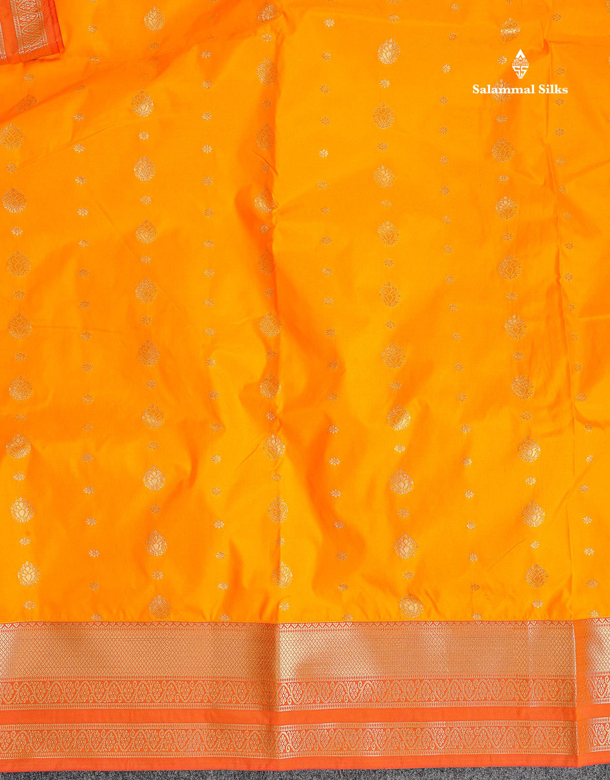 Semi Silk Saree - Mustard Yellow Colour Body Zari Butta With Traditional Border | 9.5 Yards