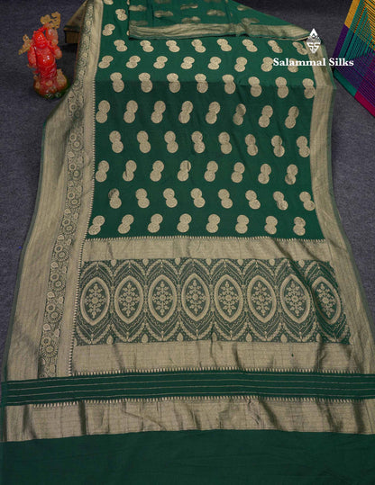 Beautiful Bottle Green Semi Georgette Saree With Fancy Border