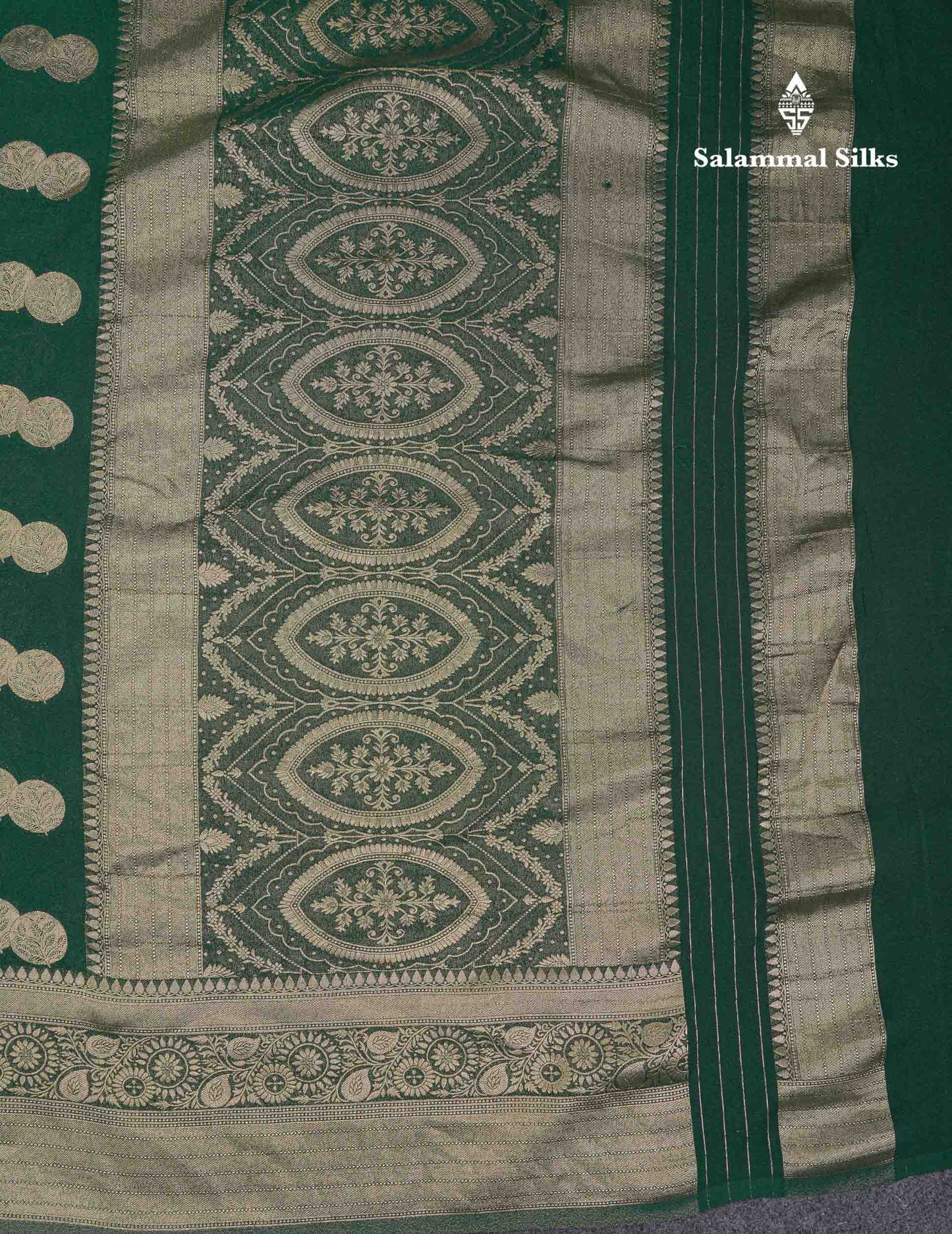 Beautiful Bottle Green Semi Georgette Saree With Fancy Border