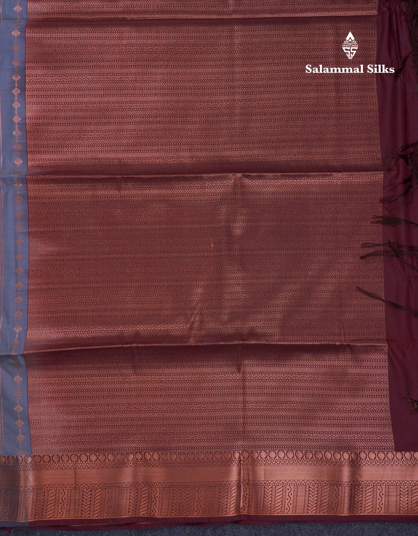 Beautiful Light Grey Semi Soft Silk Saree With Contrast Dark Brown Blouse