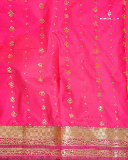 Semi Silk Saree - Bottle Green Colour Body Zari Butta With Traditional Border | 9.5 Yards