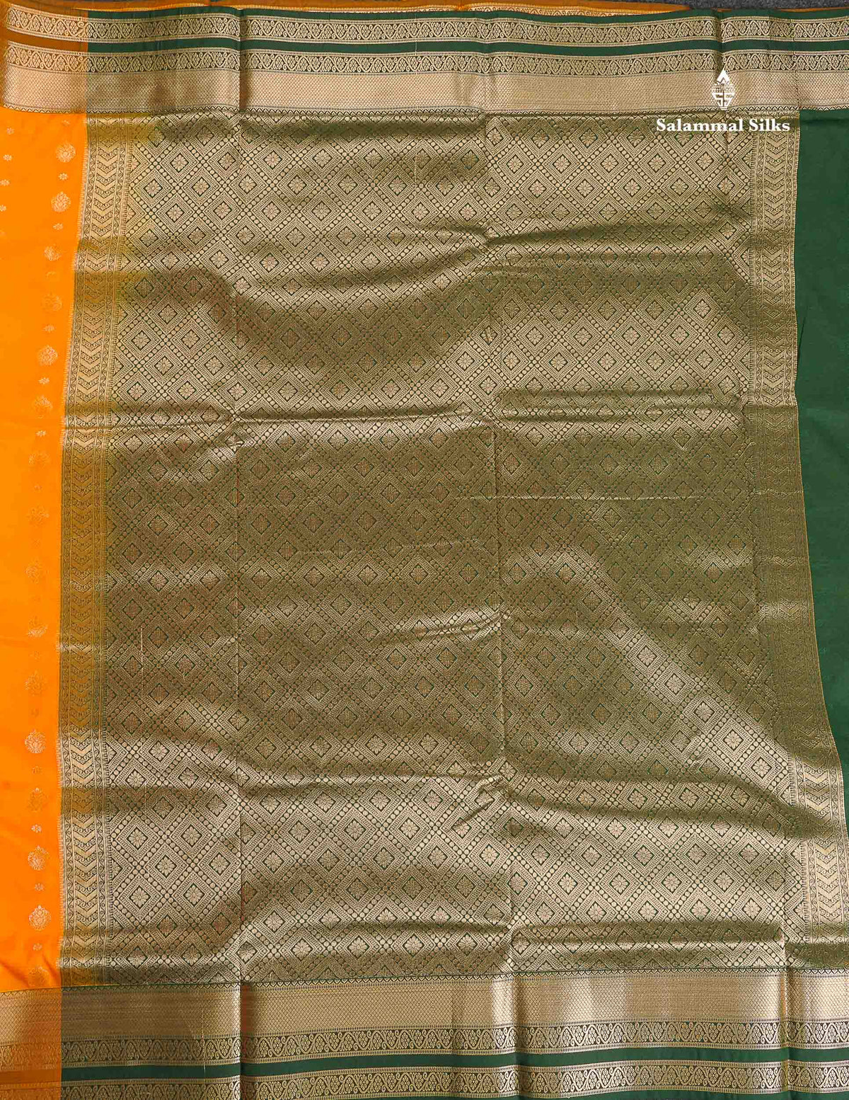 Semi Silk Saree - Bottle Green Colour Body Zari Butta With Traditional Border | 9.5 Yards