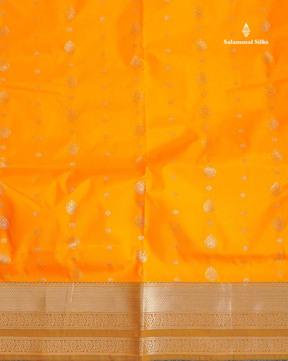 Semi Silk Saree - Bottle Green Colour Body Zari Butta With Traditional Border | 9.5 Yards