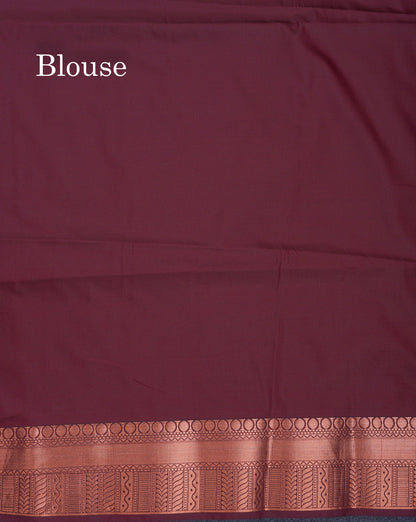 Beautiful Light Grey Semi Soft Silk Saree With Contrast Dark Brown Blouse