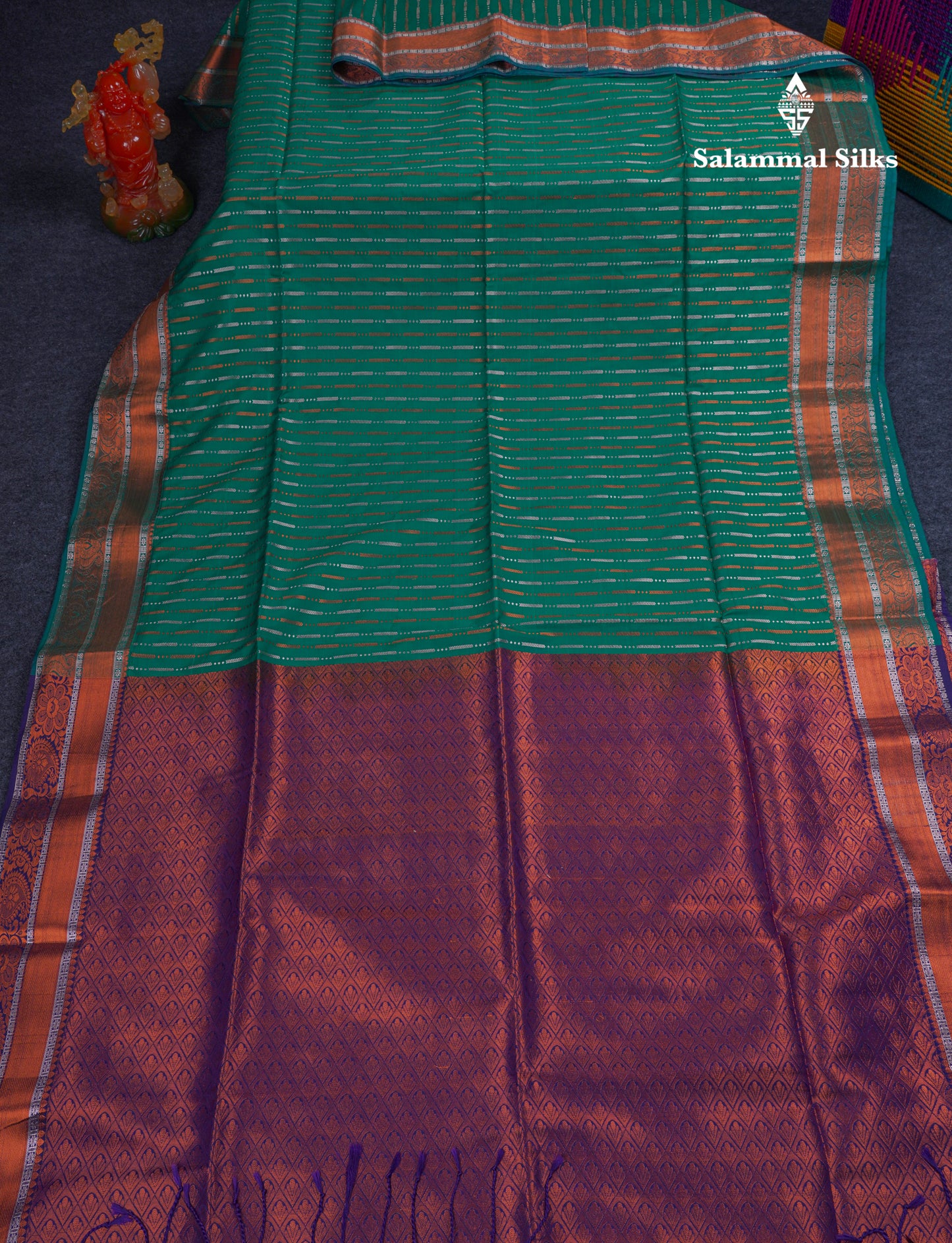 Beautiful Sapphire Blue Semi Soft Silk Saree With Contrast Navy Blue Blouse