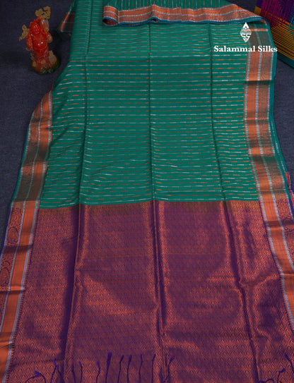 Beautiful Sapphire Blue Semi Soft Silk Saree With Contrast Navy Blue Blouse