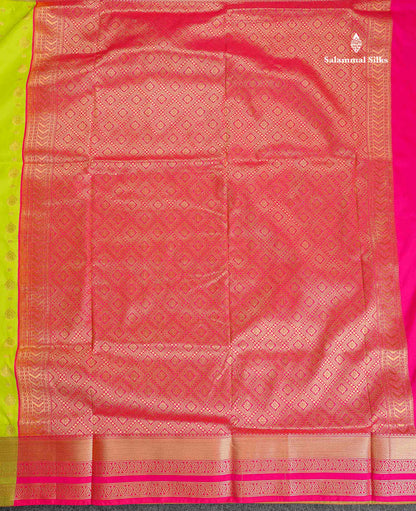 Semi Silk Saree - Bottle Green Colour Body Zari Butta With Traditional Border | 9.5 Yards