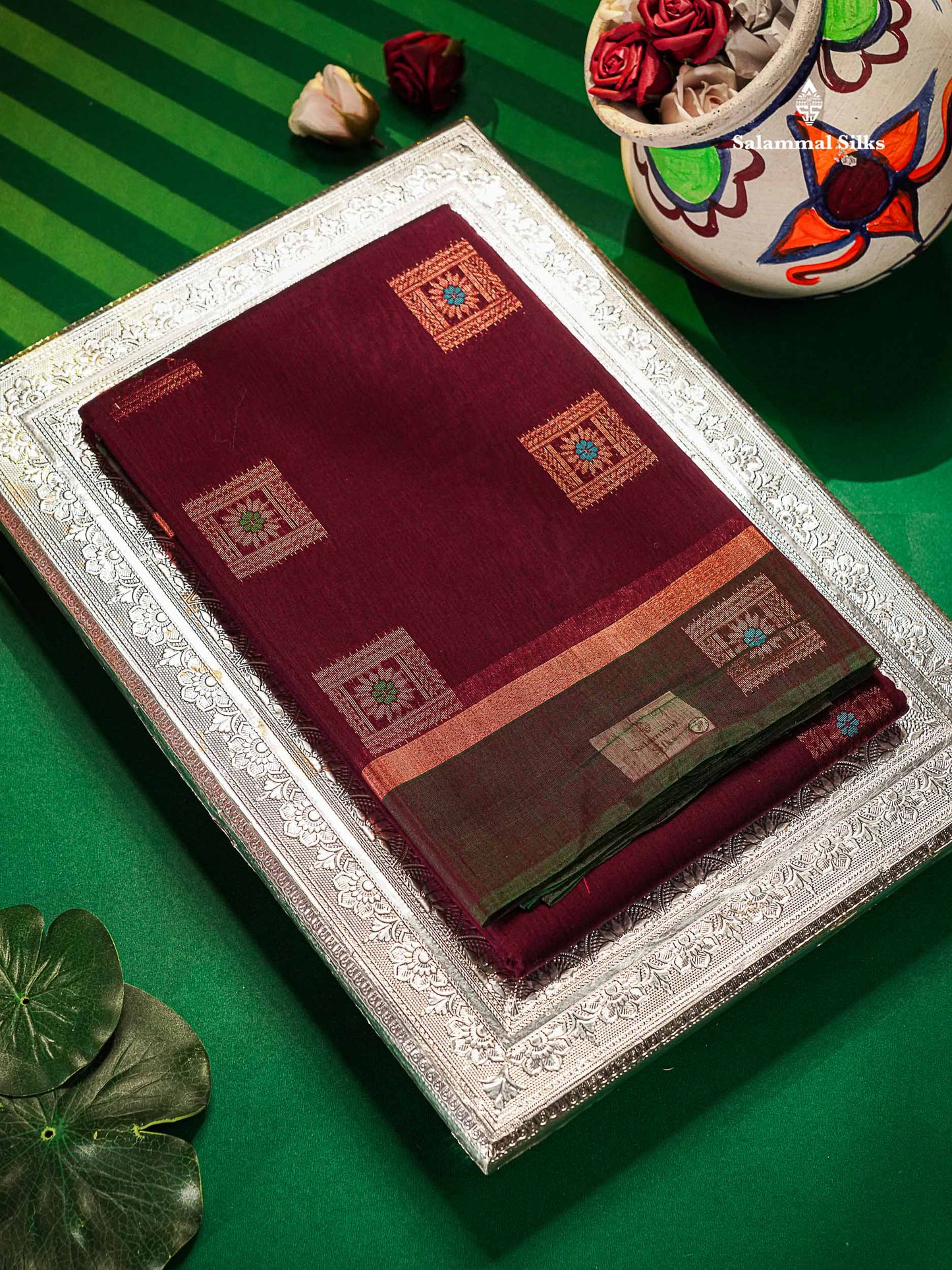 Violet Beautiful SICO Cotton Saree With Bottle Green Border