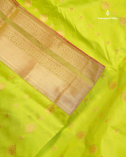 Semi Silk Saree - Bottle Green Colour Body Zari Butta With Traditional Border | 9.5 Yards