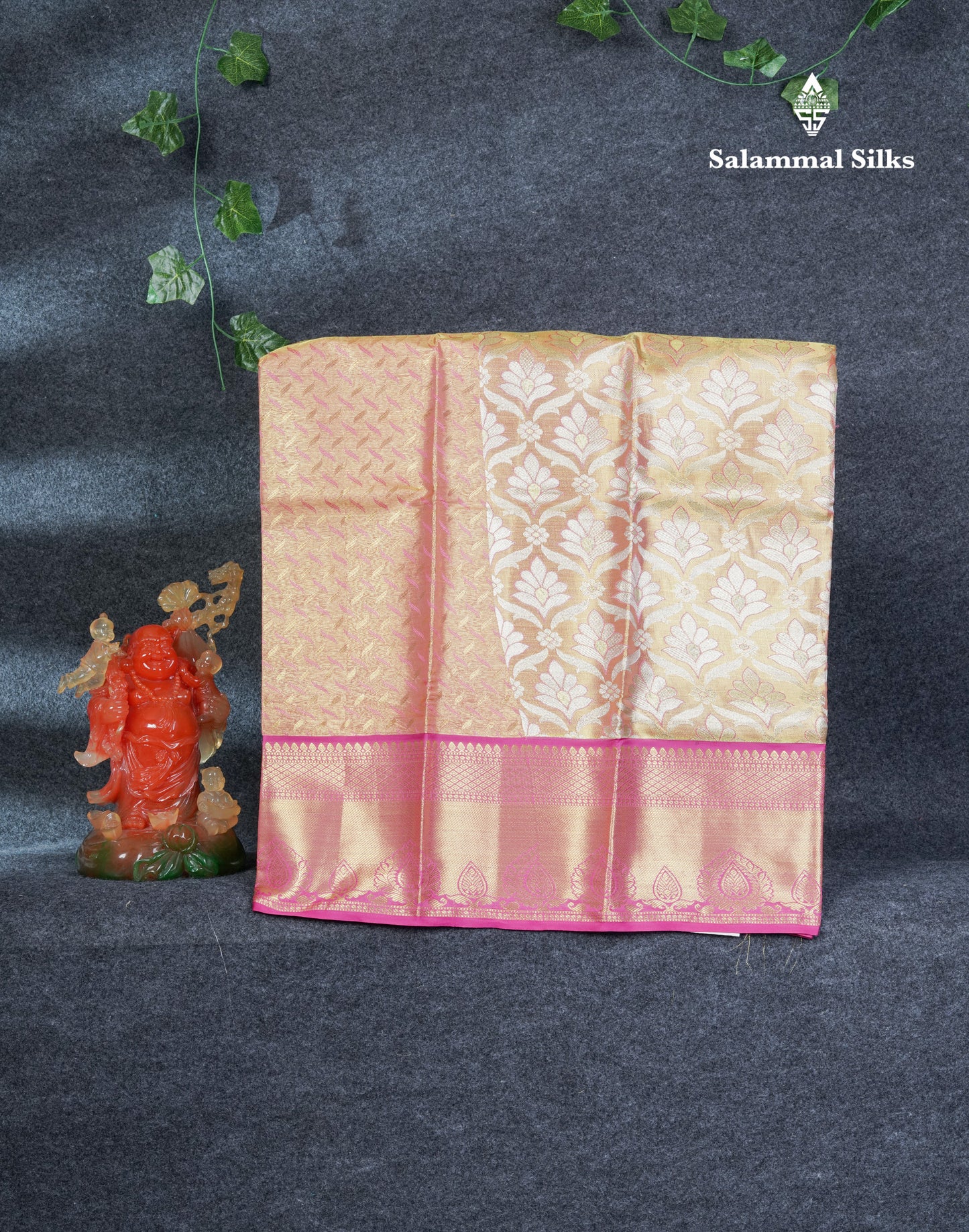 Semi Silk Pattu Pavadai ( Gold Colour Tissue ) With Tissue Blouse 27"