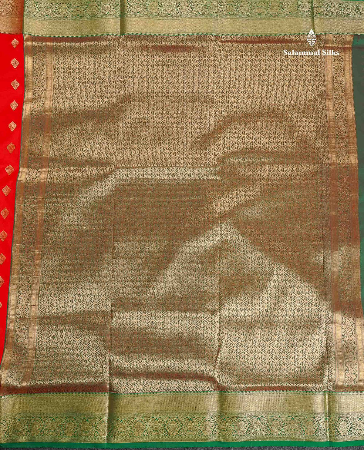 Semi Silk Saree - Chilly Red Colour Body Zari Butta With Tradiional Border | 9.5 Yards