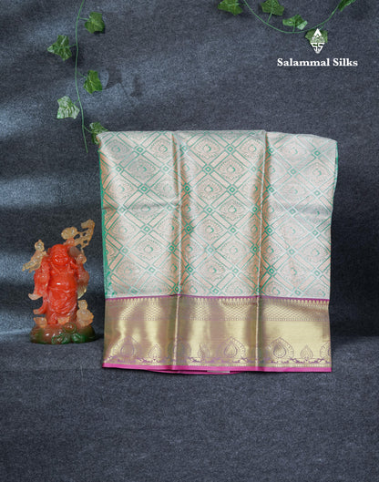 Semi Silk Pattu Pavadai (Neon Green Tissue) With Blouse 27"