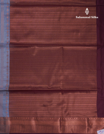 Beautiful Light Grey Semi Soft Silk Saree With Contrast Dark Brown Blouse