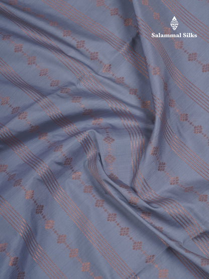 Beautiful Light Grey Semi Soft Silk Saree With Contrast Dark Brown Blouse