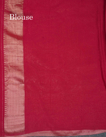 Beautiful Bottle Green Semi Georgette Saree With Fancy Border