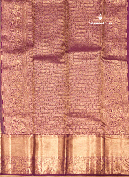 Pista Green Colour Pure Kanjivaram Silk Saree with Violet Border