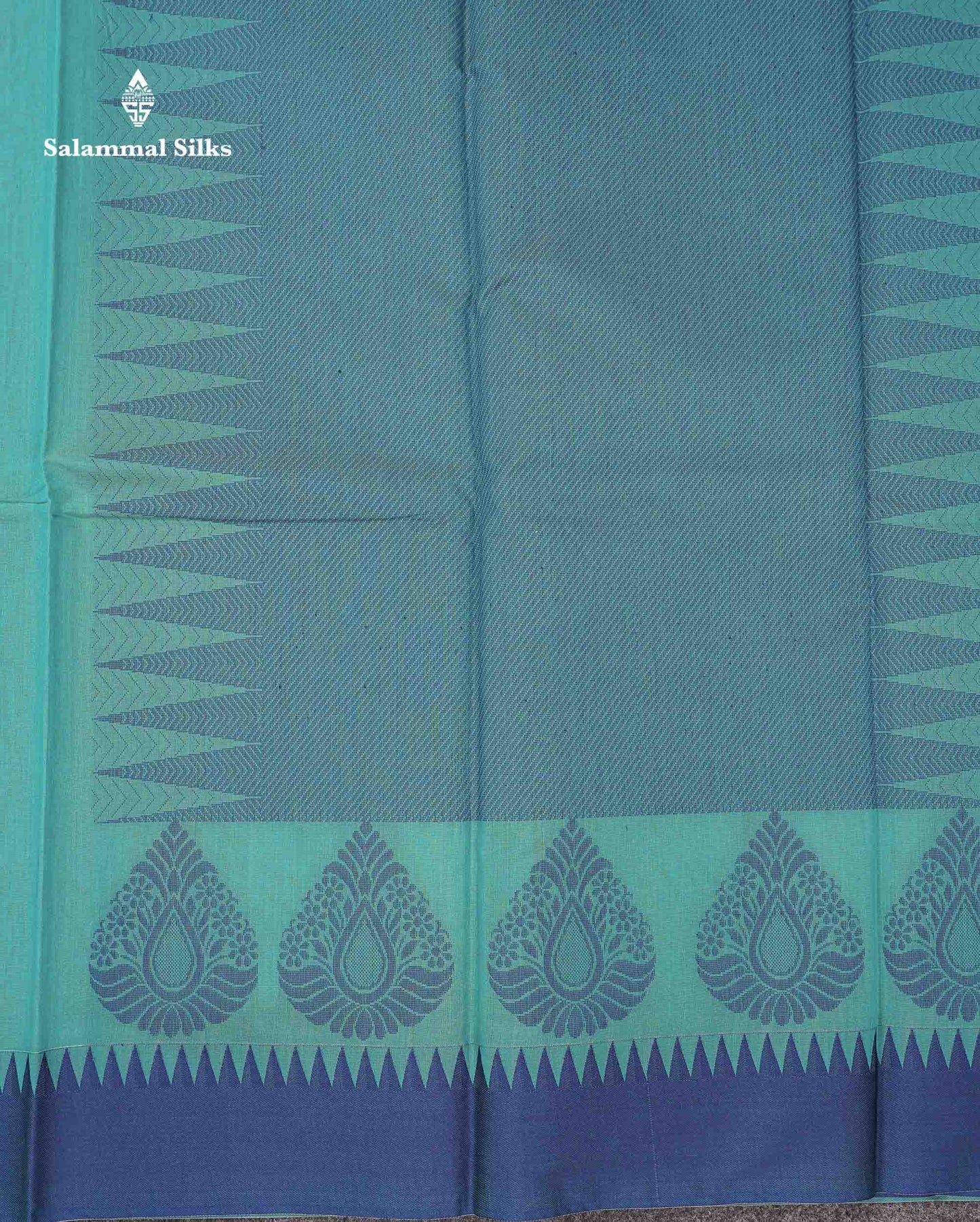 Beautiful Rexona Green Thread Work Kota Cotton Saree With Contrast Blueish Grey Traditional Border