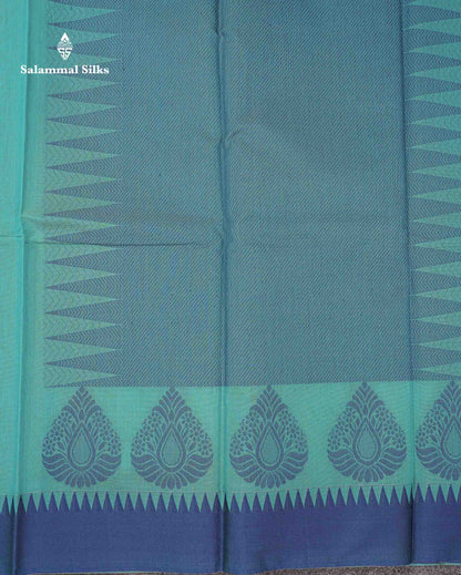 Beautiful Rexona Green Thread Work Kota Cotton Saree With Contrast Blueish Grey Traditional Border
