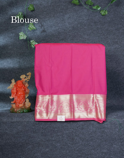 Semi Silk Pattu Pavadai (Bottle Green)with Pink colour Blouse 27"