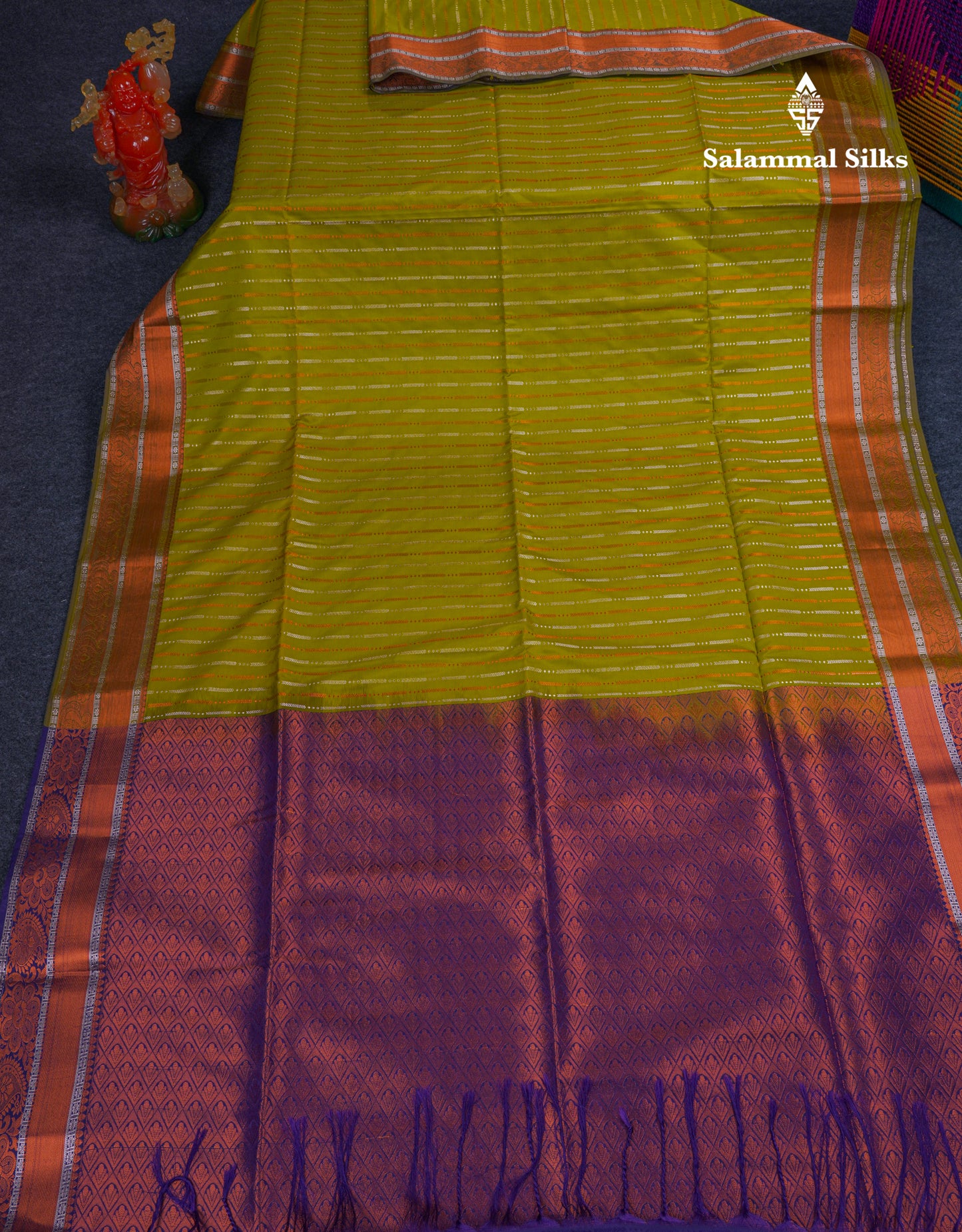 Beautiful Sapphire Blue Semi Soft Silk Saree With Contrast Navy Blue Blouse