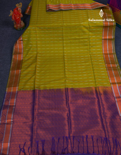 Beautiful Sapphire Blue Semi Soft Silk Saree With Contrast Navy Blue Blouse