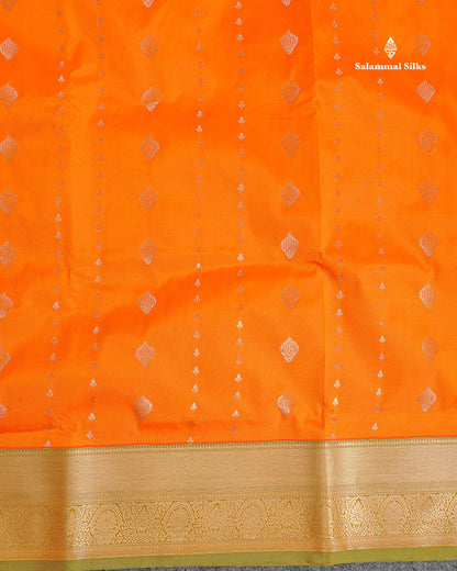 Semi Silk Saree - Chilly Red Colour Body Zari Butta With Tradiional Border | 9.5 Yards