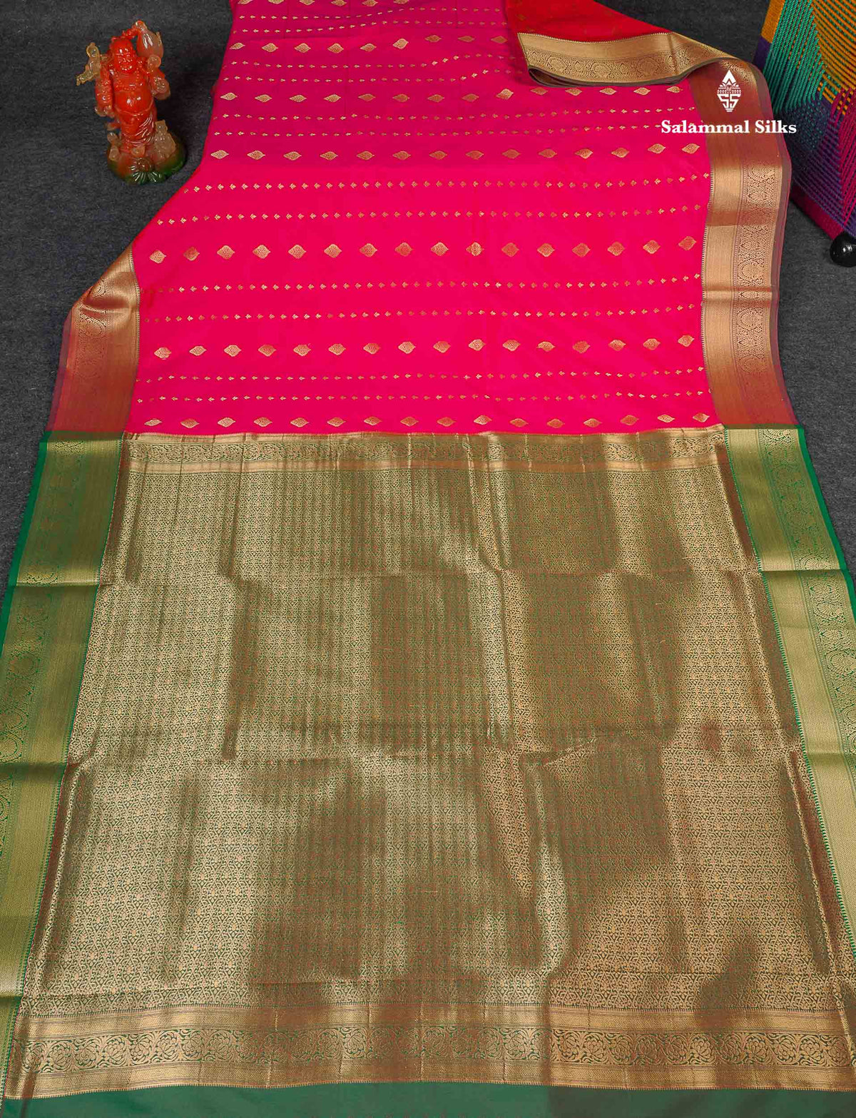 Semi Silk Saree - Pink Colour Body Zari Butta With Tradiional Border | 9.5 Yards