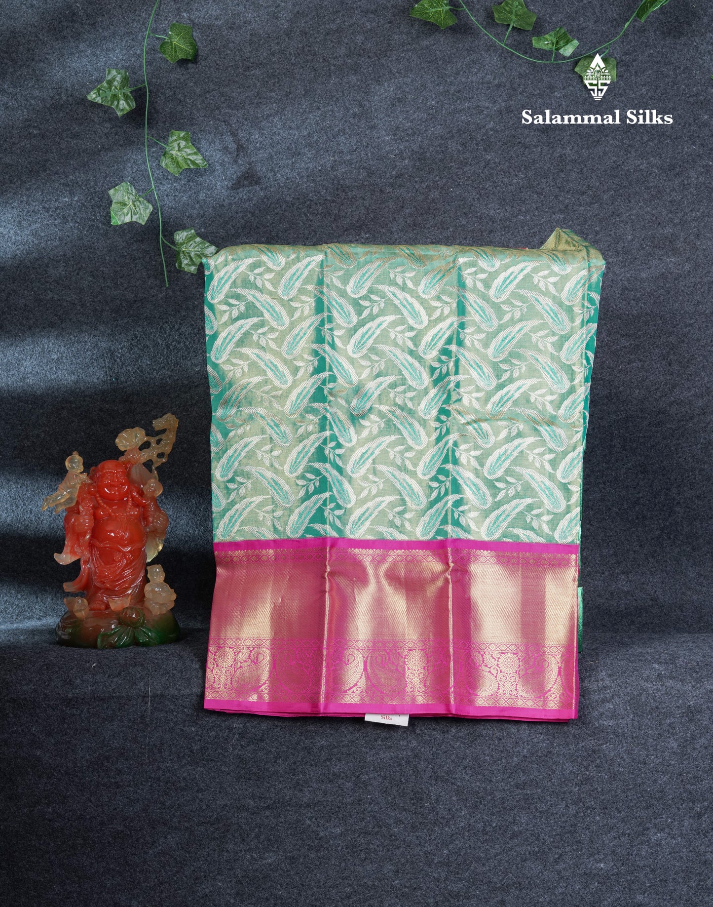Pure Silk Pattu Pavadai (Neon Green) With Pink Blouse 27"