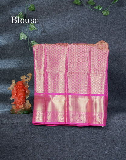 Pure Silk Pattu Pavadai (Neon Green) With Pink Blouse 27"