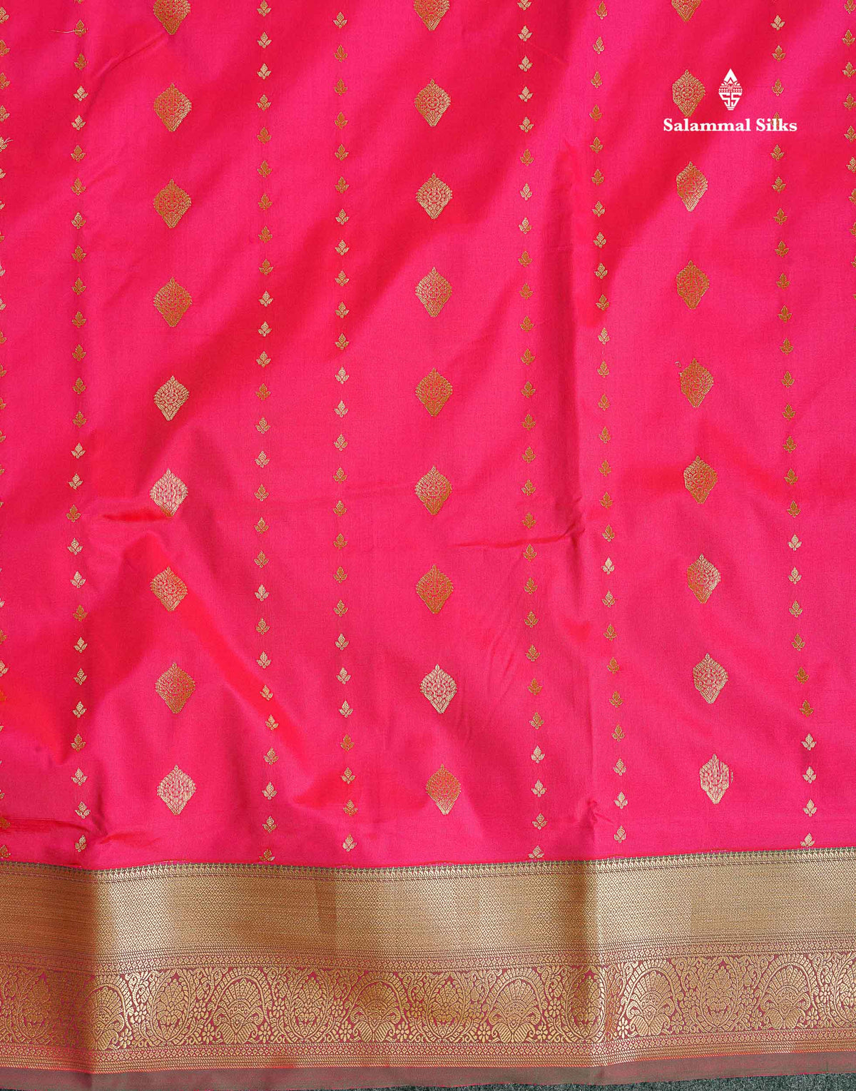 Semi Silk Saree - Chilly Red Colour Body Zari Butta With Tradiional Border | 9.5 Yards
