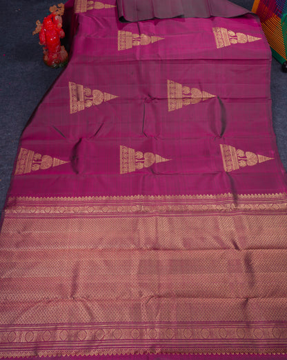 Beautiful Dark Purple Fancy Pure Kanjivaram Silk Saree With Blouse