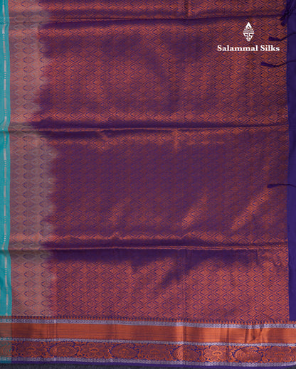 Beautiful Sapphire Blue Semi Soft Silk Saree With Contrast Navy Blue Blouse