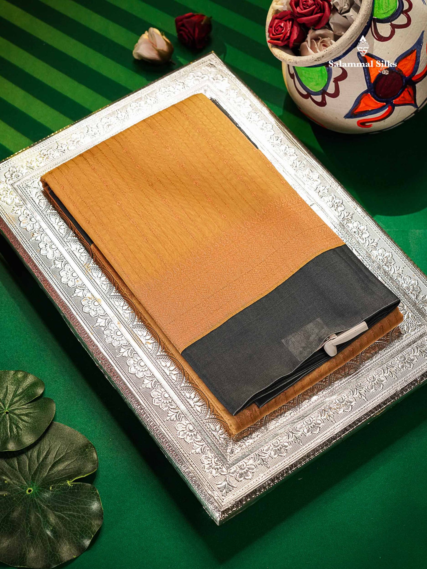 Beautiful Parrot Green Zari Lines Kota Cotton Saree With Contrast Blueish Grey Plain Border