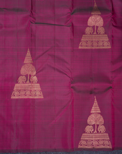 Beautiful Dark Purple Fancy Pure Kanjivaram Silk Saree With Blouse