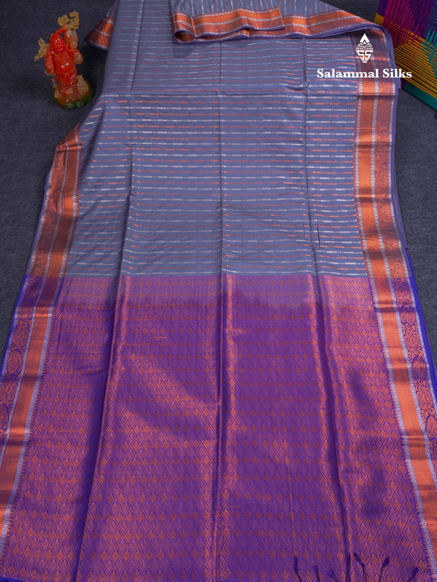 Beautiful Sapphire Blue Semi Soft Silk Saree With Contrast Navy Blue Blouse