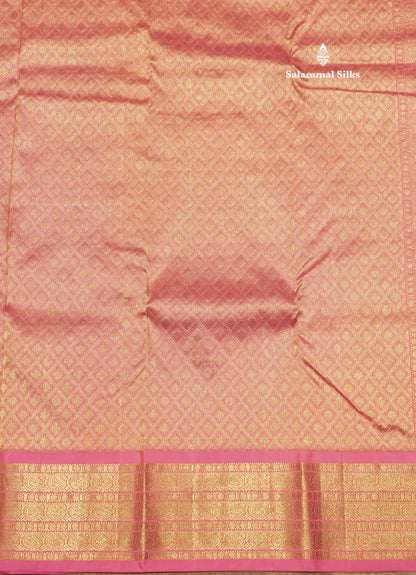 White Colour Pure Kanjivaram Silk Saree With Baby Pink Border