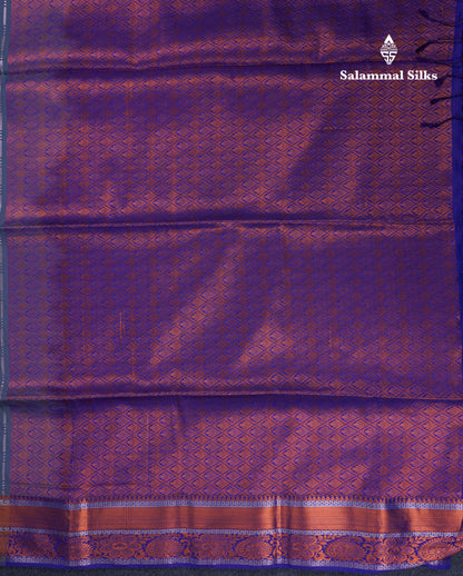 Beautiful Sapphire Blue Semi Soft Silk Saree With Contrast Navy Blue Blouse