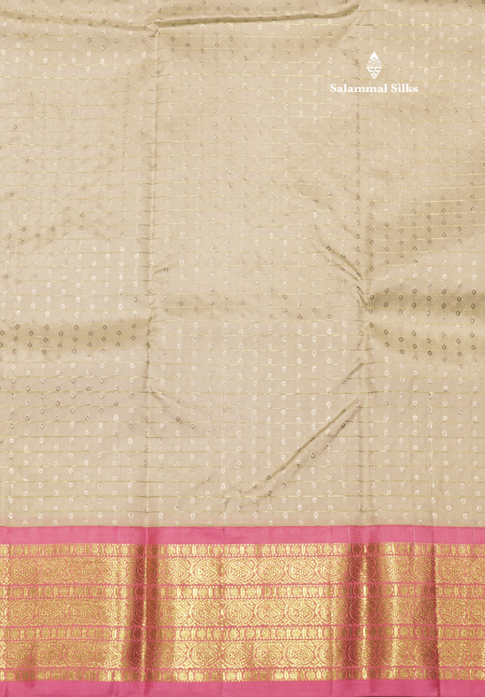 White Colour Pure Kanjivaram Silk Saree With Baby Pink Border