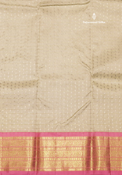 White Colour Pure Kanjivaram Silk Saree With Baby Pink Border