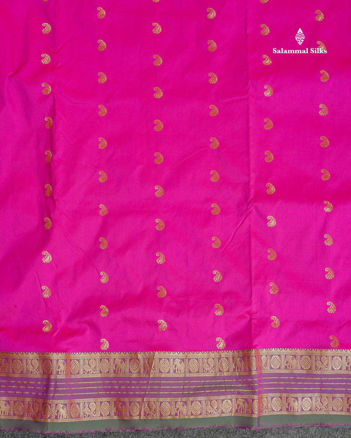 Semi Silk Saree - Magenta Pink Colour Body With Traditional Border | 9.5 Yards