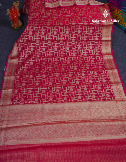Beautiful Dual Tone Pinkish Orange Fancy Kota Mix Saree With Self Designer Blouse