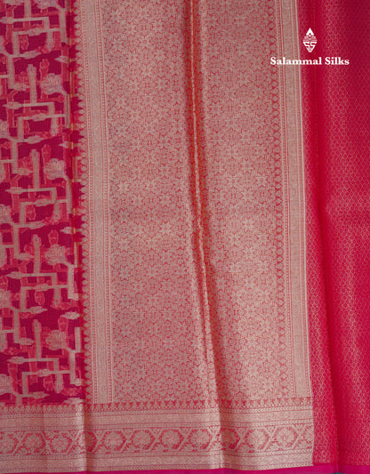 Beautiful Dual Tone Pinkish Orange Fancy Kota Mix Saree With Self Designer Blouse