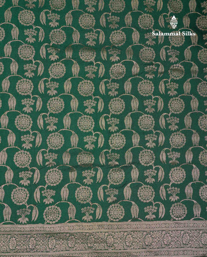 Beautiful Bottle Green Semi Georgette Saree With Fancy Border