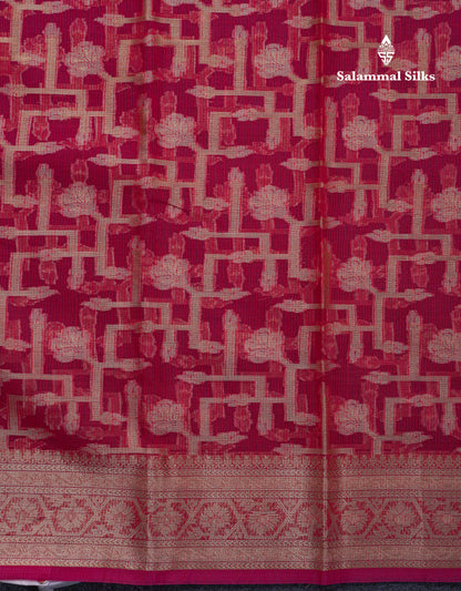 Beautiful Dual Tone Pinkish Orange Fancy Kota Mix Saree With Self Designer Blouse