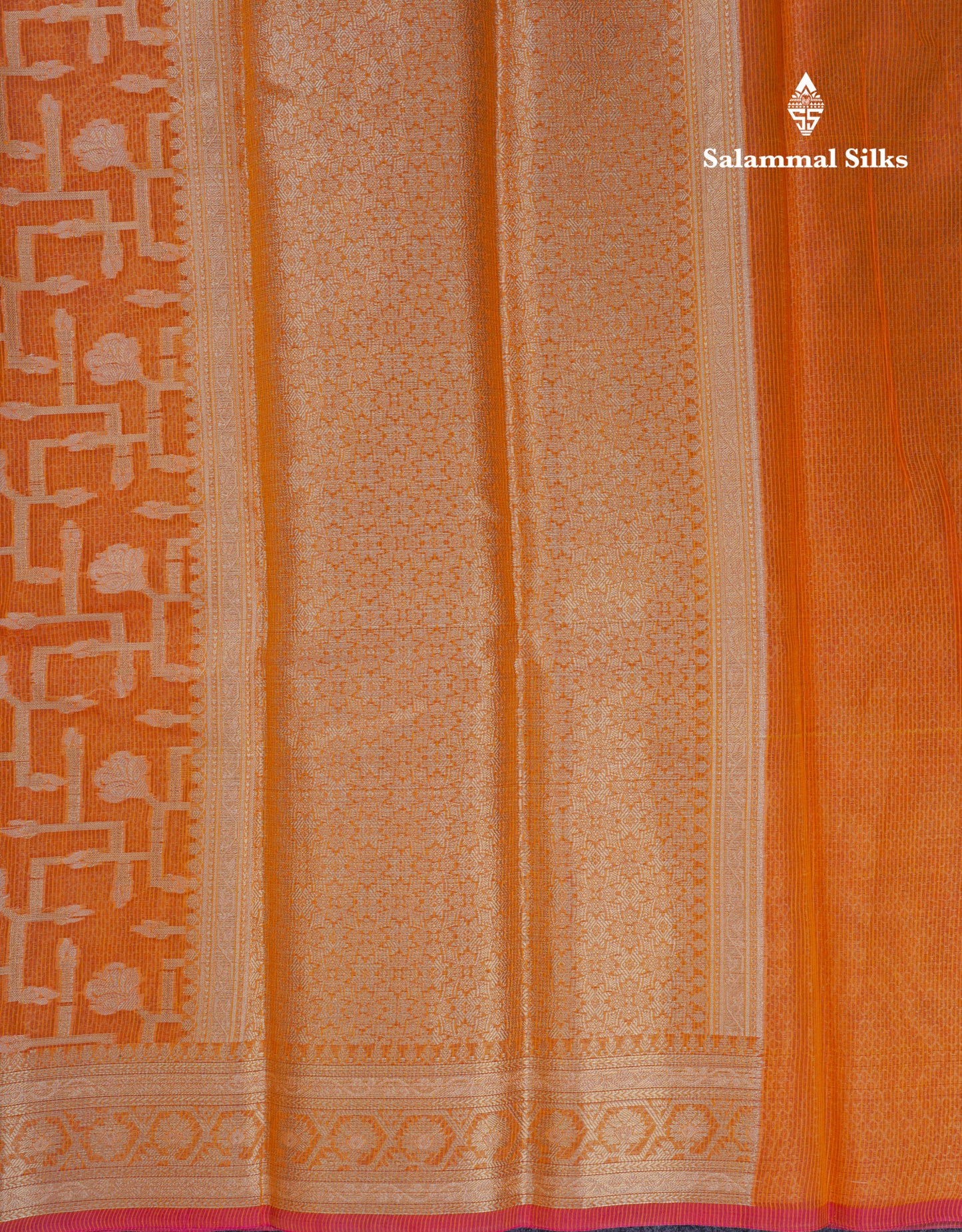 Beautiful Dual Tone Pinkish Orange Fancy Kota Mix Saree With Self Designer Blouse