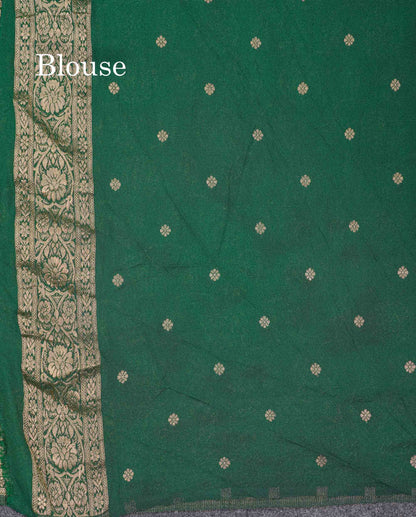 Beautiful Bottle Green Semi Georgette Saree With Fancy Border