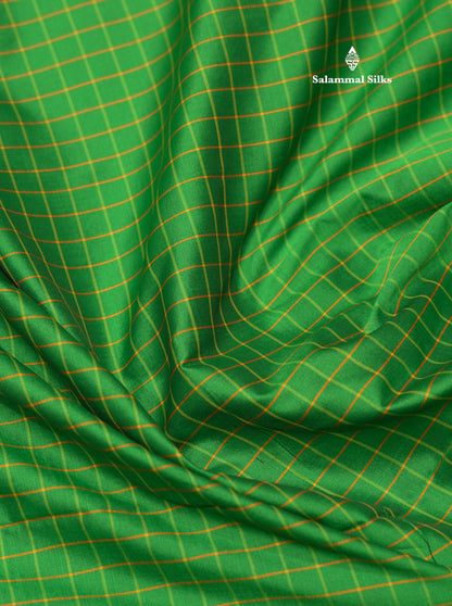 9 Yards Semi Silk Saree Peacock Green Colour with Pink Border