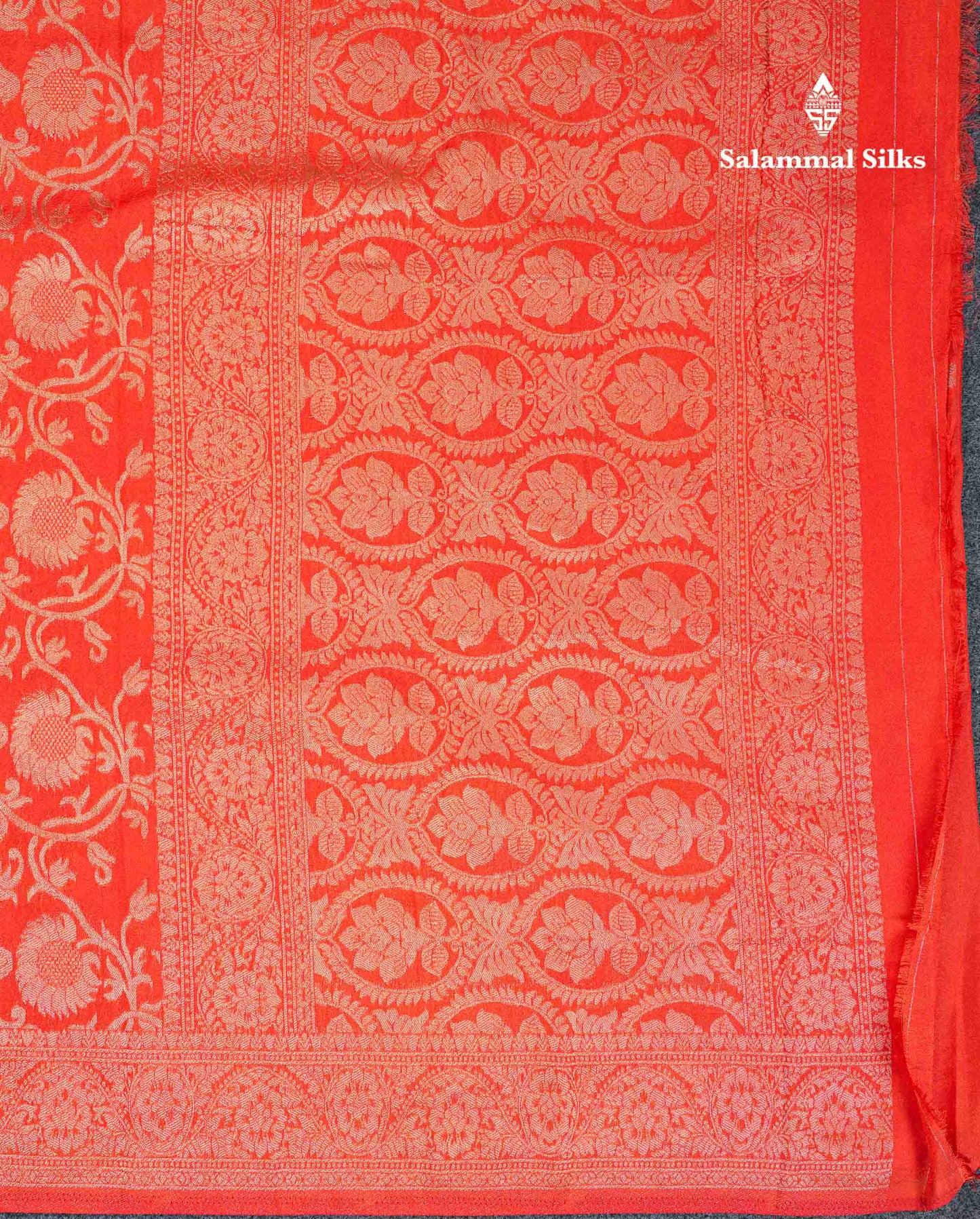 Beautiful Orange Semi Georgette Saree With Fancy Border